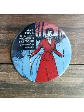 2000's Subaru Mad Tour Button Pin Women's Ski Lapel Bag Gear
